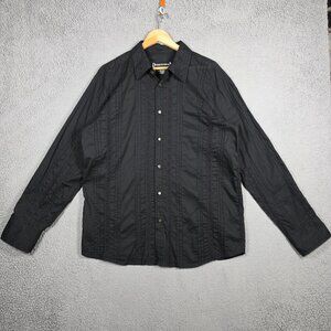 Positano Shirt Men Size XL Black Eyelet Grunge Goth Lightweight Slim Fit 3D Y2K